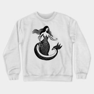 Woodcut Mermaid Crewneck Sweatshirt